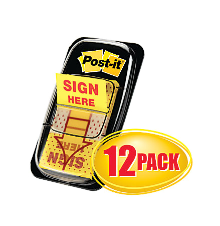 Post-it® Message Flags, "Sign Here", 1" x