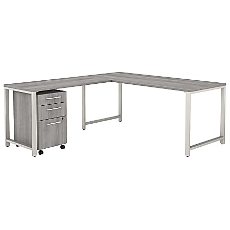 Bush Business Furniture 400 Series 72"W L-Shaped Desk With 48"W Return And 3-Drawer Mobile File Cabinet, Platinum Gray, Standard Delivery