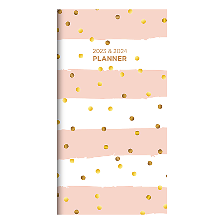 TF Publishing 2-Year Small Monthly Pocket Planner, 3-1/2" x 6-1/2", Gold, January 2023 To December 2024
