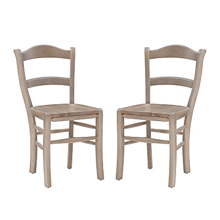 Linon Jaffrey Wood Side Accent Chairs, Natural, Set