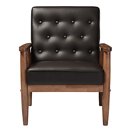 Baxton Studio Noel Lounge Chair, Brown/Dark Walnut