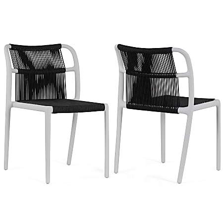 Glamour Home Belden Fabric Dining Accent Chairs, Black/White, Set Of 2 Chairs, GHDC1767