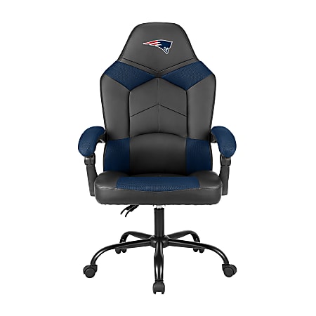 Imperial Adjustable Oversized Vinyl High-Back Office Task Chair, NFL New England Patriots, Black/Blue
