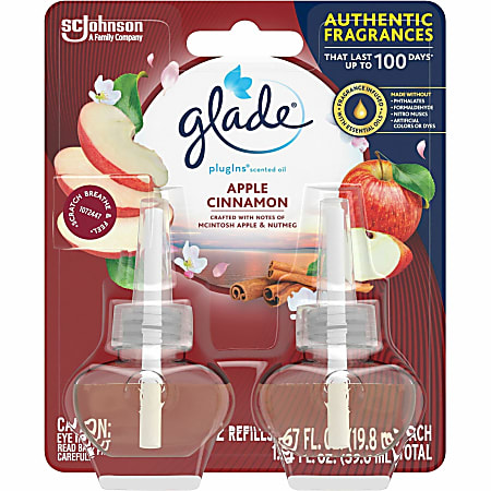 Glade&reg; PlugIns&reg; Scented Oil Refill, 1.3 Oz, Apple/Cinnamon, Packs Of 2