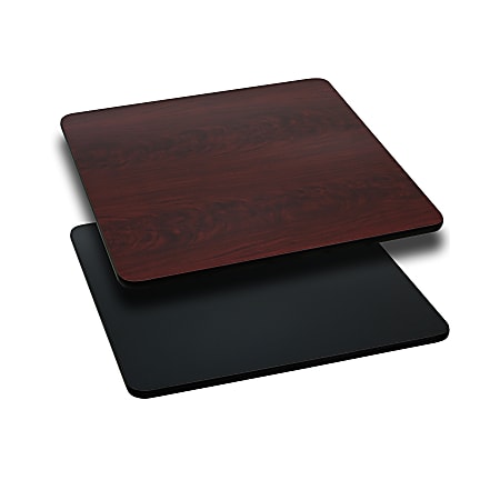 Flash Furniture Reversible Laminate Square Table Top, 30" x 30", Black/Mahogany