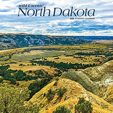 Brown Trout Monthly Regional Wall Calendar, 24" x 12", Wild & Scenic North Dakota, January to December 2022, 9781975439354