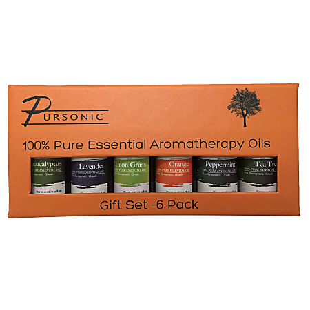 Pursonic 100percent Pure Essential Aromatherapy Oils 6 Pack Gift Set 0.34  Fl Oz - Office Depot