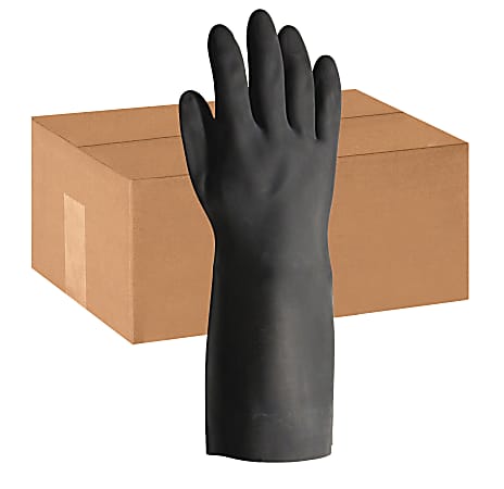 ProGuard Long-sleeve Lined Neoprene Gloves - Large Size - Neoprene - Black - Chemical Resistant, Embossed Grip, Extra Heavyweight, Flock-lined, Tear Resistant, Oil Resistant, Grease Resistant, Acid Resistant, Long Sleeve - For Chemical, Acid Handling