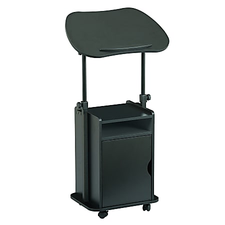 Techni Mobili 24&rdquo;W Sit-to-Stand Rolling Adjustable Height Laptop Cart Standing Desk With Storage, Black, Total Qty 1