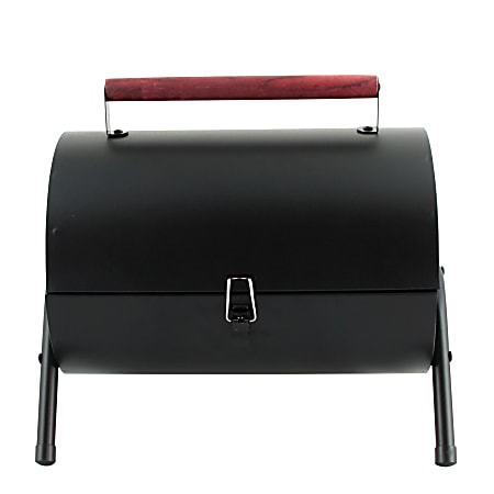 Gibson Home Delwin Carbon Steel Portable Barrel Charcoal BBQ Grill, 15"H x 14"W x 11"D, Black/Burgundy