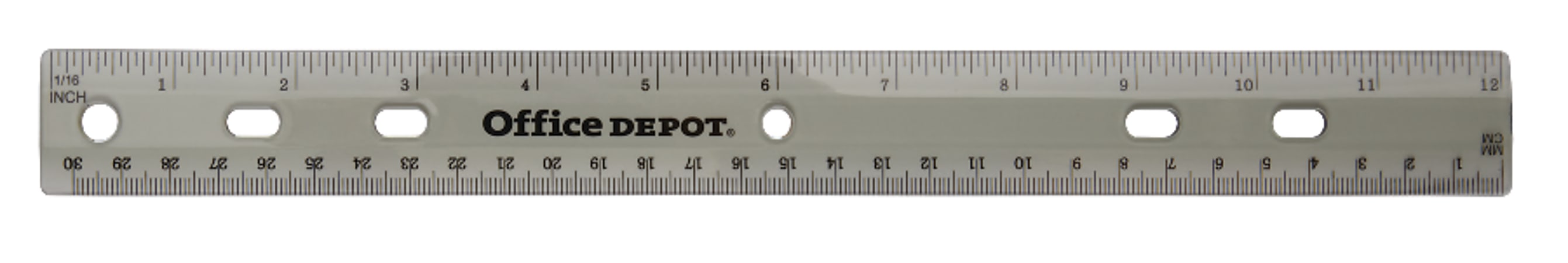 Office Depot® Brand Transparent Plastic Ruler For Binders, 12", Smoke