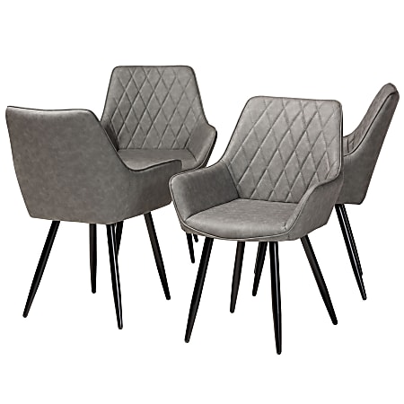 Baxton Studio Astrid Dining Chairs, Gray/Black, Set Of 4 Chairs