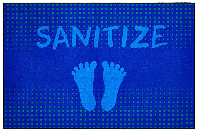 Carpets for Kids® KID$Value Rugs™ Blue Feet Stand Here To Sanitize Activity Rug, 3' x 4 1/2' , Blue