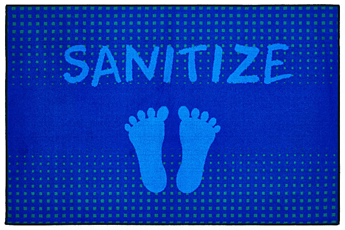 Carpets for Kids® KID$Value Rugs™ Blue Feet Stand Here To Sanitize Activity Rug, 3' x 4 1/2' , Blue