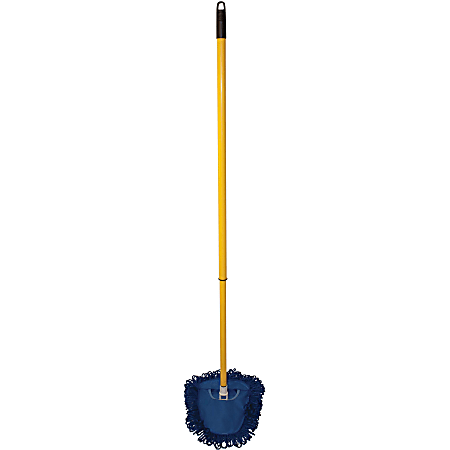 Genuine Joe Microfiber Wedge Complete Mop - MicroFiber Head - Telescopic Handle - Blue - 1 Each