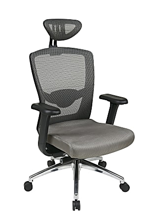 Office Star™ Pro-Line II™ Ergonomic ProGrid Mesh-Back Chair With Headrest, Gray