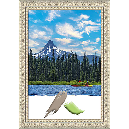 Amanti Art Fair Baroque Cream Wood Picture Frame, 29" x 41", Matted For 24" x 36"