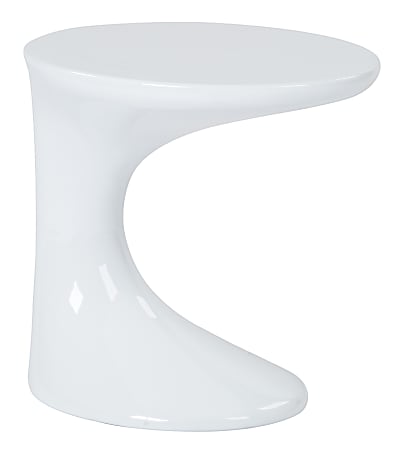 Ave Six Slick End Table, Round, High-Gloss White/White