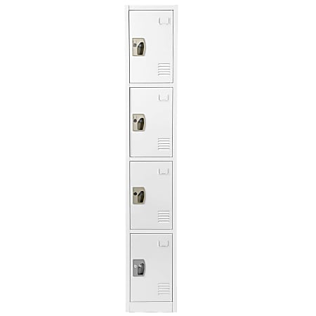 Alpine AdirOffice 4-Tier Steel Locker, 72"H x 12"W x 12"D, White