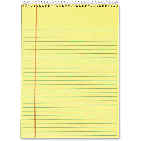 TOPS Docket Perforated Wirebound Legal Pads - Letter - 70 Sheets - Wire Bound - 0.34" Ruled - 16 lb Basis Weight - 8 1/2" x 11" - 11" x 8.5" - Canary Paper - Perforated, Hard Cover, Spiral Lock, Stiff-back - 3 / Pack