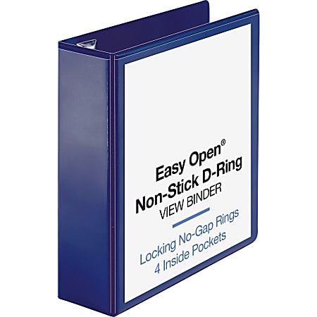 Sparco Easy-Open Nonstick View 3-Ring Binder, 3" D-Rings,