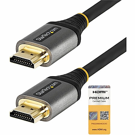 StarTech.com 16ft (5m) Premium Certified HDMI 2.0 Cable, High Speed Ultra HD 4K 60Hz HDMI Cable w/ Ethernet, HDR10, UHD HDMI Monitor Cord - HDMMV5M