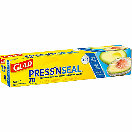 Glad Pressn Seal Food Plastic Wrap 11.80 Width x 71.10 ft Length Durable  Freezer Safe Microwave Safe Cutting Edge Plastic Clear 1Each - Office Depot