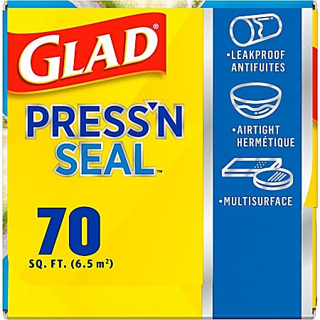 Glad Pressn Seal Food Plastic Wrap 11.80 Width x 71.10 ft Length Durable  Freezer Safe Microwave Safe Cutting Edge Plastic Clear 1Each - Office Depot