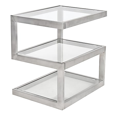Lumisource 5s Occasional Side Table, Square, Clear/Stainless Steel