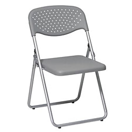 Office Star™ FC-Series Plastic Seat, Plastic Back Stacking Chair, 16 1/2" Seat Width, Gray Seat/Silver Frame, Quantity: 4