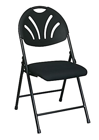 Office Star™ Fan-Back Stackable Folding Chairs, Black, Set