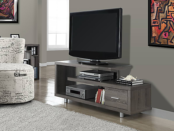 Monarch Specialties Art Deco TV Stand For TVs Up To 60", Dark Taupe