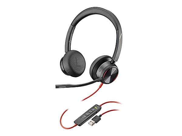 Poly Blackwire 8225 USB-A Headset - Stereo - Mini-phone (3.5mm), USB Type A - Wired - 32 Ohm - Over-the-head - Binaural - Supra-aural - 7.19 ft Cable - Omni-directional, Noise Cancelling Microphone - Noise Canceling - Black