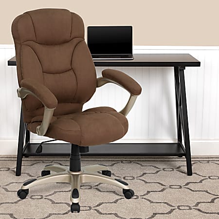 Flash Furniture Ergonomic Microfiber High-Back Chair, Brown/Black/Titanium