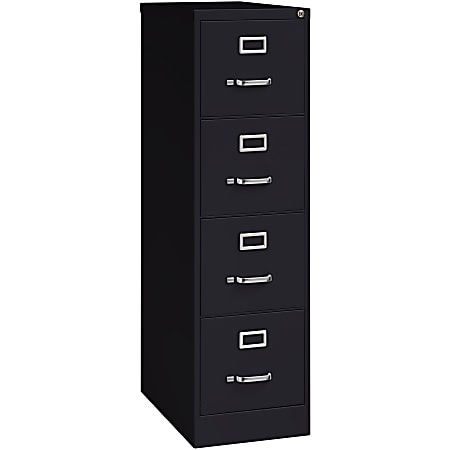 Lorell® Fortress 25"D Vertical 4-Drawer File Cabinet, Black