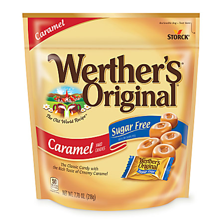 Werther's Original Sugar-Free Caramel Hard Candies, 7.7 Oz, Pack Of 2 Bags