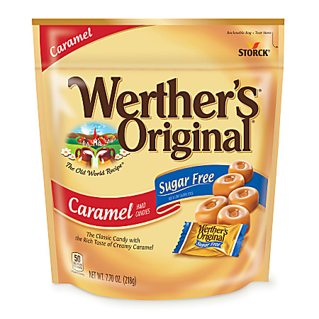 Werther's Original Sugar-Free Caramel Hard Candies, 7.7 Oz, Pack Of 2 Bags