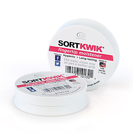 Lee® Sortkwik™ Hygienic Fingertip Moistener, 1.75 Oz, Pink, Pack Of 2
