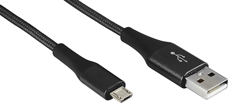 Ativa® Micro USB To USB 2.0 Type-A Cable, 6', Black, 45379