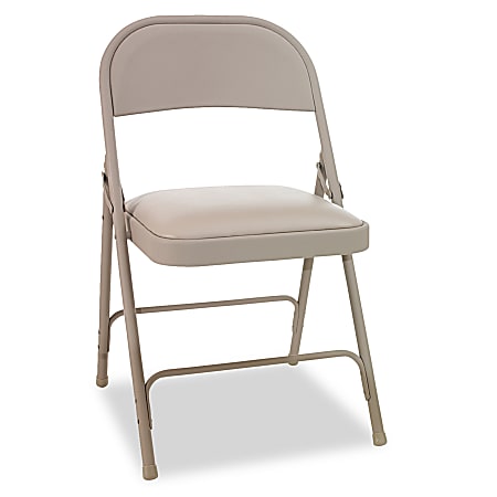 Alera® Steel Folding Chairs With Padded Seats, Tan, Set Of 4