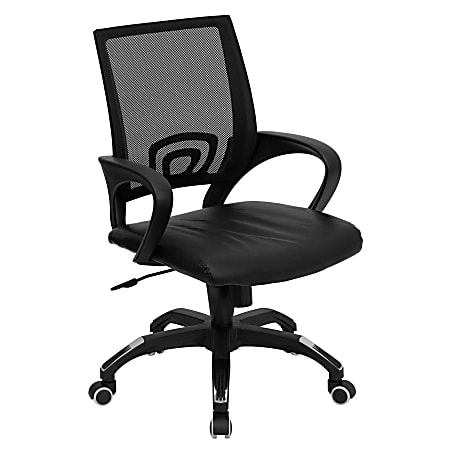 Flash Furniture Mesh/Leather Mid-Back Swivel Task Chair, Black