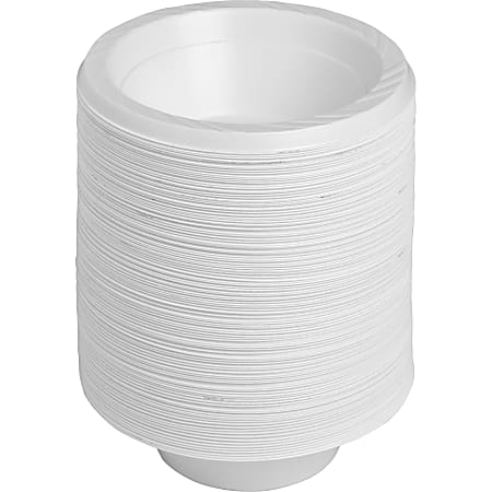 Genuine Joe Reusable Plastic Bowls - 125 / Pack - 12 fl oz Bowl - Plastic - Serving - Disposable - White - 1000 Piece(s) / Carton