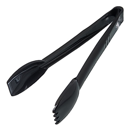 Carlisle Carly® Acetate Salad Tongs, 9 1/16", Black, Pack Of 12 Tongs