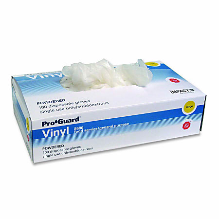 Impact Products Powdered Vinyl Gloves, Disposable, General Purpose, Large, Clear, Box Of 100