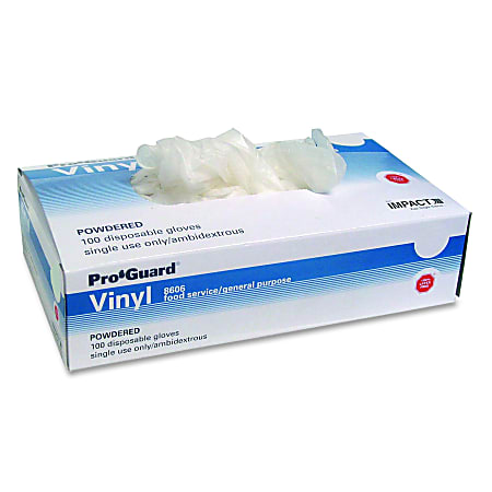 Impact Products Powdered Vinyl Gloves, Disposable, General Purpose, Medium , Clear, Box Of 100