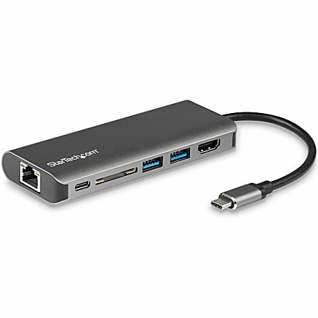 StarTech.com USB-C Multiport Adapter with SD Card Reader - Power Delivery - 4K HDMI - GbE - 2x USB 3.0 Ports - DKT30CSDHPD