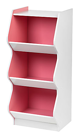 IRIS 3-Tier Curved-Edge Storage-Shelf, White/Pink
