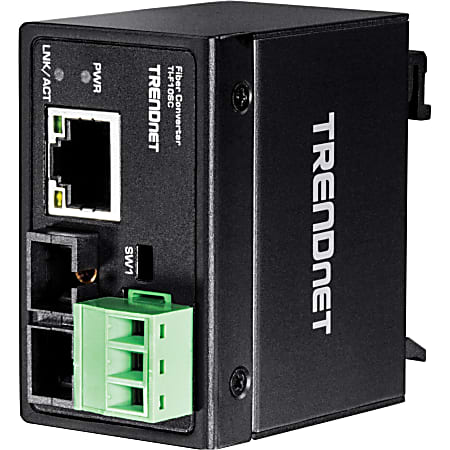 TRENDnet Hardened Industrial 100Base-FX - 1 x Network (RJ-45) - 1 x SC Ports - Multi-mode - Fast Ethernet - 100Base-FX, 10/100Base-T - Rail-mountable, Wall Mountable