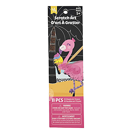 Little Yellow Bicycle&reg; Scratch Art Bookmark Kit, Flamingo, Kit Of 11 Pieces