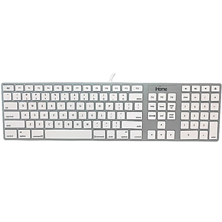 iHome USB Keyboard, Full-Size, Silver